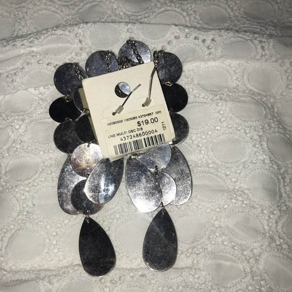 Arden B. Silver Metallic Chimey Dangly Earrings - Picture 6 of 9